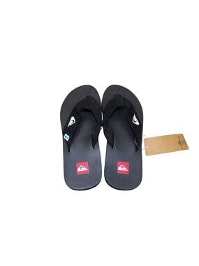Quiksilver Men's Black Flip-Flops With Logo Print Size 7 Comfortable Slip-On San